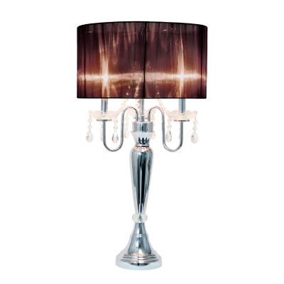 Image showing  Chrome Cascading Crystal Table Lamp