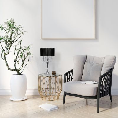 Image showing  Chrome Cascading Crystal Table Lamp