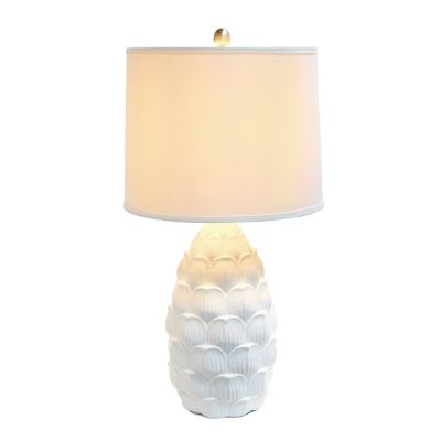 Image showing  Tall Coastal Seashell Traditional Table Lamp with White Shade