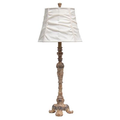 Lalia Home Tall Vintage Embellished Table Lamp with Ruffled Cream Shade