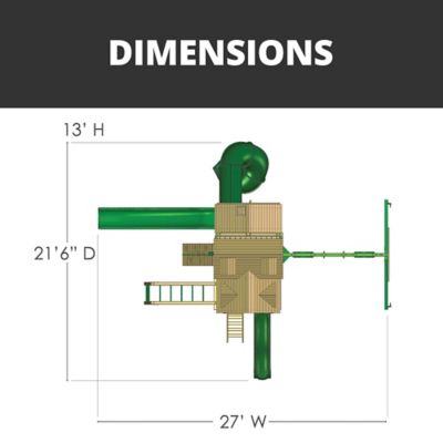 Image showing  Empire Wooden Swing Set with Monkey Bars, Multiple Decks, and Playset Slides, 01-0089-AP