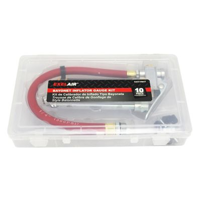Image showing  EXELAIR Analog Bayonet Tire Inflator Kit, Air Pressure Gauge Kit, Dual Foot Air Chuck, 12 in. Hose, 20-120 PSI