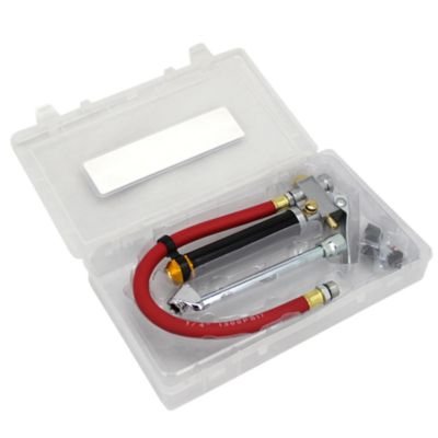 Image showing  EXELAIR Analog Bayonet Tire Inflator Kit, Air Pressure Gauge Kit, Dual Foot Air Chuck, 12 in. Hose, 20-120 PSI