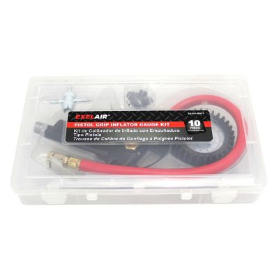 Image showing  EXELAIR Analog Pistol Grip Tire Inflator Kit, Air Pressure Gauge Kit, Easy-Clip Air Chuck, 13 in. Hose, 0-150 PSI