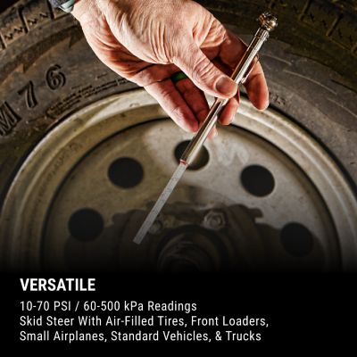 Image showing 7 th Milton Tire and Tread Pencil Gauge, 10-70 PSI, Single Ball-Head Air Chuck, Nickel Plated Brass