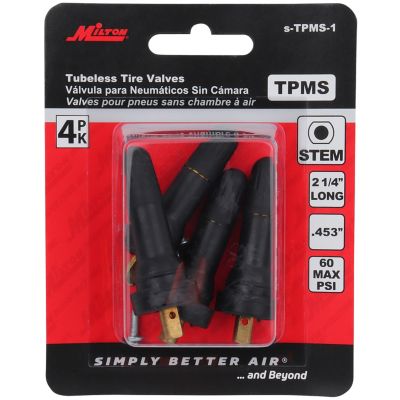 Image showing  Tire Valve Stem, 2-1/4 in. Parallel TPMS Tubeless Tire Valves, .453 in. Rubber, 60 PSI, 4 Pieces