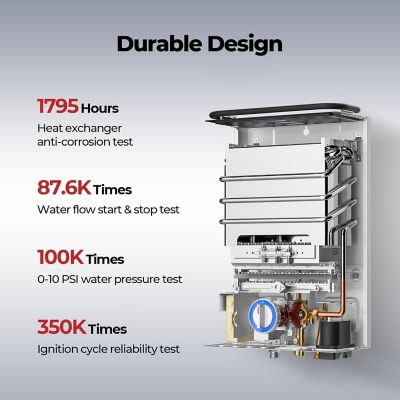 Image showing  CAMPLUX 2.64 GPM 68,000 BTU Outdoor Portable Propane Tankless Water Heater with LED Display