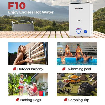 Image showing 6 th Camplux CAMPLUX 2.64 GPM 68,000 BTU Outdoor Portable Propane Tankless Water Heater with LED Display