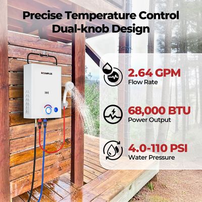 Image showing 7 th Camplux CAMPLUX 2.64 GPM 68,000 BTU Outdoor Portable Propane Tankless Water Heater with LED Display
