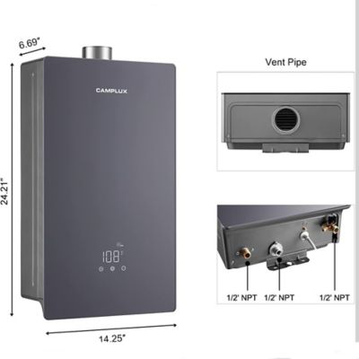 Image showing  4.22 GPM 102,000 BTU Indoor Natural Gas Tankless Water Heater, Gray
