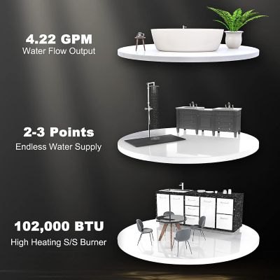 Image showing  4.22 GPM 102,000 BTU Indoor Natural Gas Tankless Water Heater, Gray