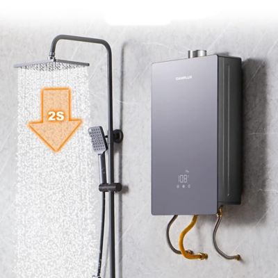 Image showing 5 th Camplux 4.22 GPM 102,000 BTU Indoor Natural Gas Tankless Water Heater, Gray