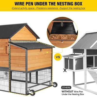 Image showing  Wooden Chicken Tractor with Metal Frame, 6 to 10 Chicken Capacity