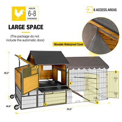 Image showing 6 th Aivituvin Wooden Chicken Tractor with Metal Frame, 6 to 10 Chicken Capacity