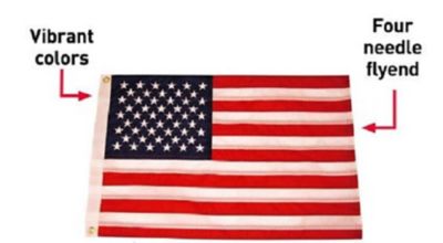 Image showing  18 x 12 American Flag with Sewn 50 Stars, Marine Series, 8418