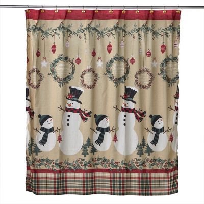 SKL Home Rustic Plaid Snowman Shower Curtain