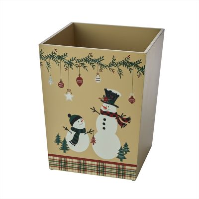 SKL Home Rustic Plaid Snowman Wastebasket