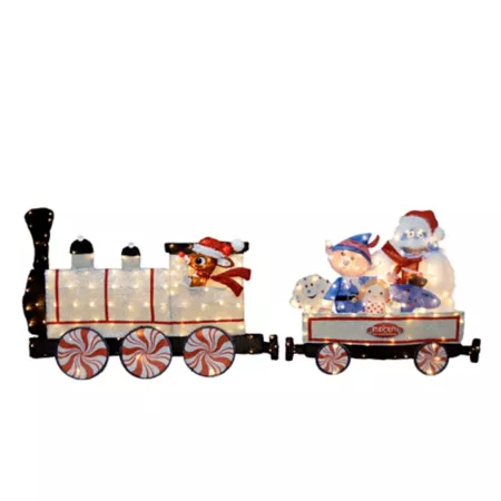 ProductWorks Rudolph PreLit LED 2D Yard Art 2-Piece Train set Christmas Yard Stakes