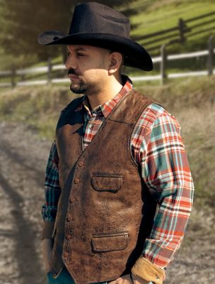 Image showing  Chisos Leather Vest with Denim Back