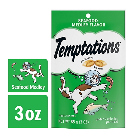Temptations Classic Seafood Flavor Crunchy and Soft Cat Treats, 3 oz.