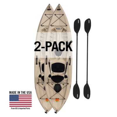 Lifetime Tamarack 10 Ft. Sit-on-Top Angler Kayak, (2 Pack), Tan