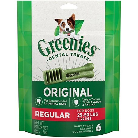 Greenies Original Regular Natural Dental Care Dog Treats, 6 oz. Pack (6 Treats)