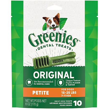 Greenies Original Petite Natural Dental Care Dog Treats, 6 oz. Pack (10 Treats)