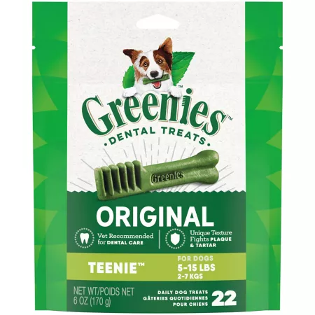 Greenies Original Natural Dental Care Dog Treats Teenie 6 oz 22 ct Dog Dental Treats & Chews