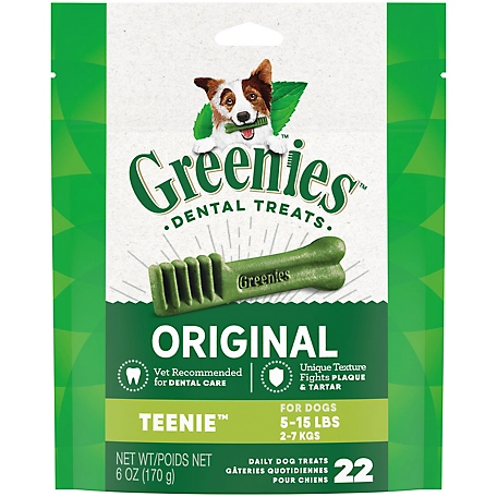 Greenies Original Teenie Natural Dental Care Dog Treats, 6 oz. Pack (22 Treats)