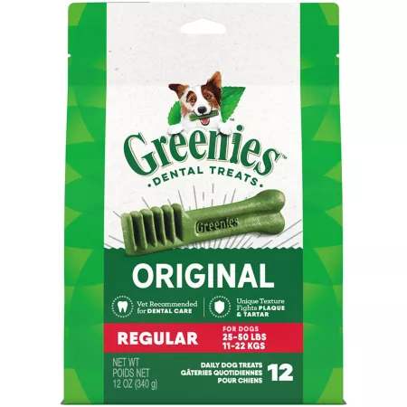 Greenies Original Poultry Flavor Natural Dental Care Dog Treats Regular 12 oz 12 ct Dog Soft & Chewy Treats