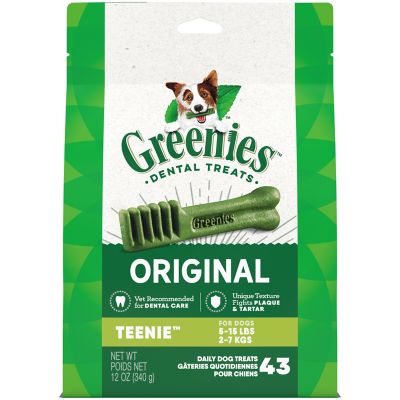 Greenies Original Poultry Flavor Natural Dental Care Dog Treats, Teenie, 12 oz., 43 ct.