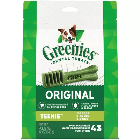 Greenies Original Poultry Flavor Natural Dental Care Dog Treats Teenie 12 oz 43 ct Dog Dental Treats & Chews