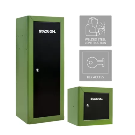 Compact welded steel pistol and ammo cabinet black and green kit Gun Safes