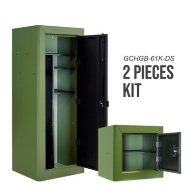 Image showing  Compact Welded Steel Pistol & Ammo Cabinet, Black & Green Kit