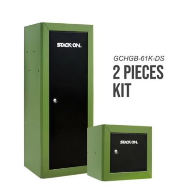 Image showing  Compact Welded Steel Pistol & Ammo Cabinet, Black & Green Kit
