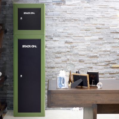 Image showing  Compact Welded Steel Pistol & Ammo Cabinet, Black & Green Kit