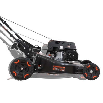 Image showing  24 in. 201 cc SELECT PACE 6 Speed CVT High Wheel RWD 3-in-1 Gas Walk Behind Self-Propelled Lawn Mower, YG4760