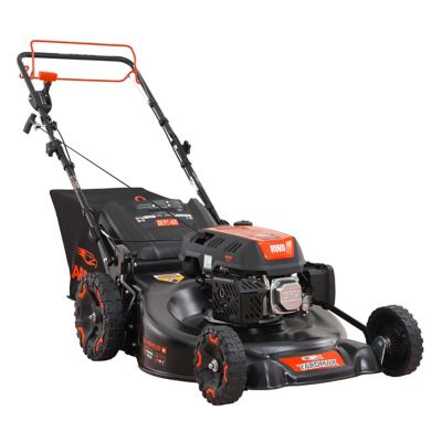 Image showing 6 th YARDMAX 24 in. 201 cc SELECT PACE 6 Speed CVT High Wheel RWD 3-in-1 Gas Walk Behind Self-Propelled Lawn Mower, YG4760