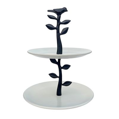 Red Shed 2-Tier Cake Stand with Bird Top