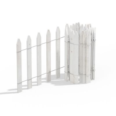 Image showing  Cedar Wood Picket Fence, White 8 ft. X 16 in., 2 Pack