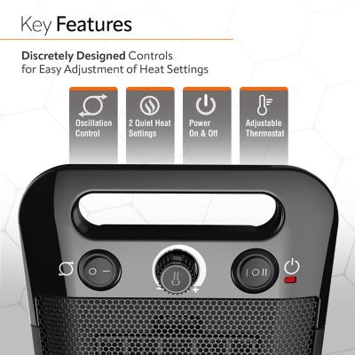 Image showing  MyHeat - GO Oscillating Ceramic Space Heater with Adjustable Thermostat, Black