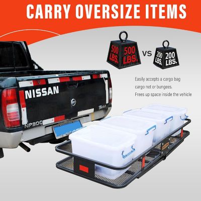 Image showing  500 lb. 60 x 24in. Hitch Cargo Carrier for Car SUV Truck Trailer, Universal Foldable Basket, 2 in. Receiver