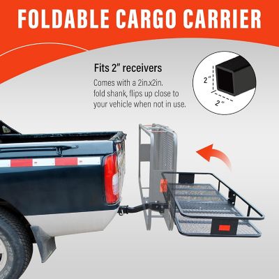 Image showing  500 lb. 60 x 24in. Hitch Cargo Carrier for Car SUV Truck Trailer, Universal Foldable Basket, 2 in. Receiver