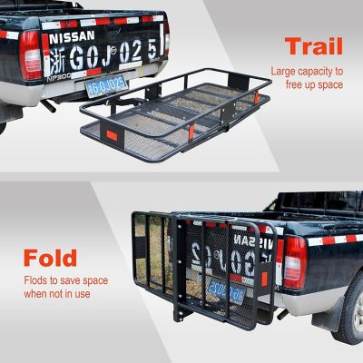 Image showing 5 th TruxMate 500 lb., 60 x 24in. Hitch Cargo Carrier for Car SUV Truck Trailer, Universal Foldable Basket, 2 in. Receiver