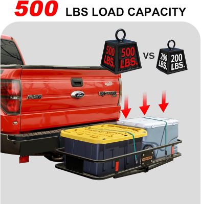 Image showing  500 lb. 60 in. x 20 Steel Folding Hitch Cargo Carrier