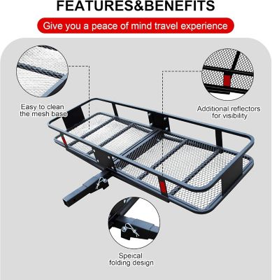 Image showing  500 lb. 60 in. x 20 Steel Folding Hitch Cargo Carrier
