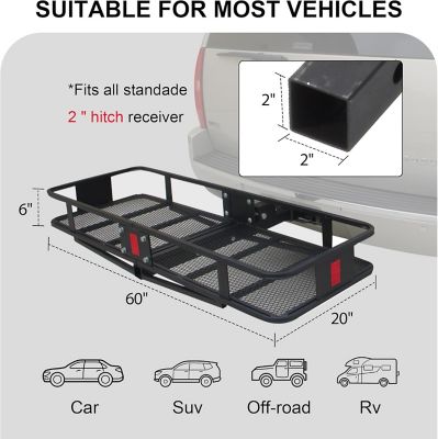 Image showing  500 lb. 60 in. x 20 Steel Folding Hitch Cargo Carrier