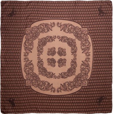 Image showing  Frontier Chocolate Tooled Leather Silk Scarf