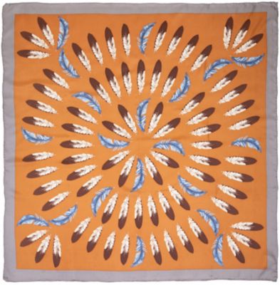 Wyoming Traders Frontier #14 Tan Feathers Silk Scarf