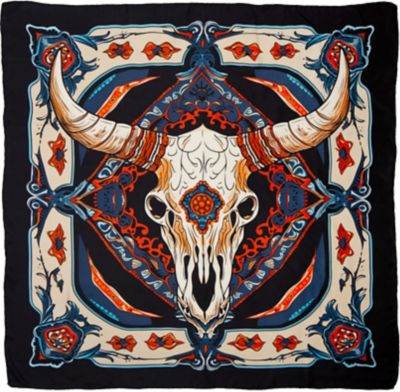 Wyoming Traders Southwest #20 Steer Skull Silk Scarf